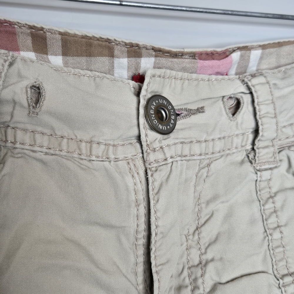 UnionBay Y2k 90s Low Rise Khaki‎ Shorts Juniors Size 7 Cargo Short Pockets - Picture 4 of 8
